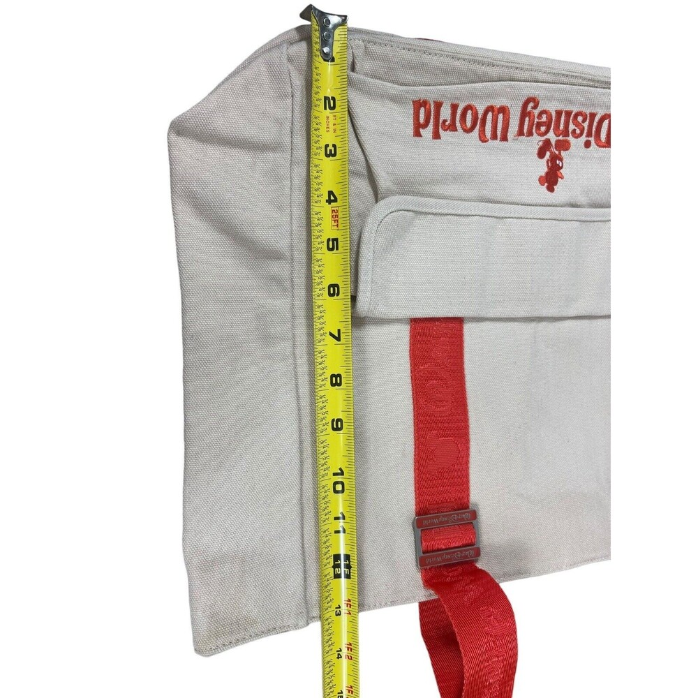 Walt Disney World Tan Canvas Beach Travel Vacation Tote Bag With Orange Straps - Picture 10 of 14